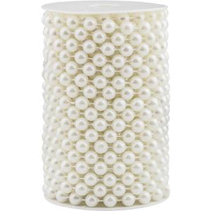 Pearls String Beads 33 Feet Faux Pearls Roll for Crafting Christmas Tree Garland Flowers DIY Wedding Party Centerpiece Party Jewelry Decoration (10mm Ivory)