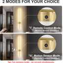 KARTOOSH Brass Battery Operated Wall Sconce Set of Two with Motion Sensor | Rechargeable Wireless Wall Lights with Remote Control, Dimmable, 3000K/4000K/6000K, Timer for Living Room, Hallway,39.3 Inch