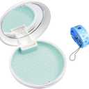 2 x Retainer Holder with Mirror & Lanyard, Compact Night Guard Case with Vent Holes, Partial Denture Container for Purse, Portable Aligner Box Compatible with Invisalign (White Green)