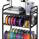 3D Printer Filament Storage Rack- Rolling Filament Spool Holders Racks with Wheels, Heavy Duty Metal Shelf for PLA/ABS/TPU/Nylon, Filaments Organzied for 3D Printing Studio, Office Workshop (Black)