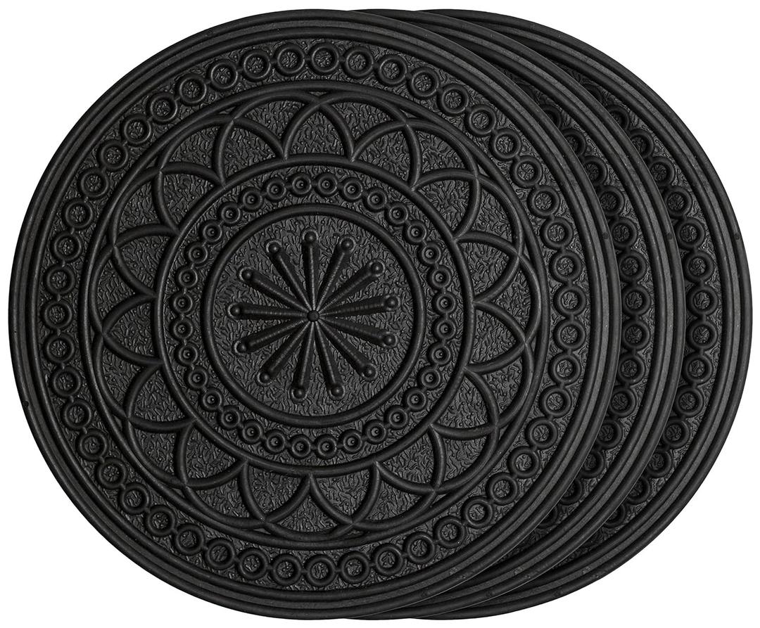 HF by LT Rubber Estate Garden Stepping Stone, 11-3/4 inches, Black, Set of 3