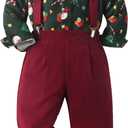 SALNIER Toddler Boy Suit Baby Boys Wedding Dress Outfit Formal Gentleman Clothes Set Dress Shirt Bowtie Suspenders Pants (5T, Christmas Print)