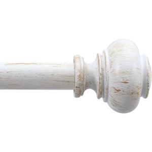 White Curtain Rods for Windows 32 to 45 Inch, Adjustable Boho Wood Curtain Rod Decorative Drapery Rods 1 Inch Heavy Duty Windows Rod for Farmhouse Kitchen Bedroom Living Room