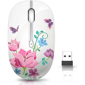 JUHOO Wireless Mouse with Nano Receiver for PC, Laptop, Notebook, Computer, MacBook, Less Noise, Portable Mobile Optical Mice, Butterfly
