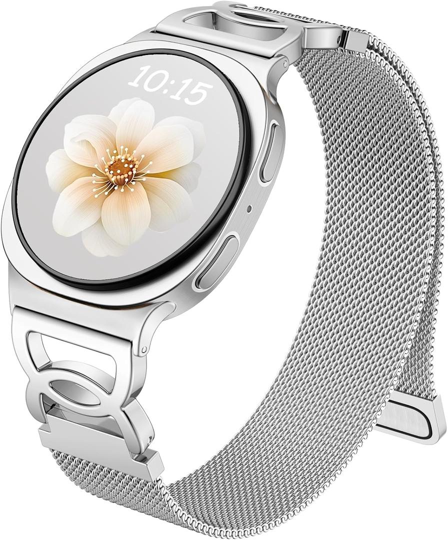 Adorve Metal Strap Compatible with Galaxy Watch 8 Band 40mm 44mm, Galaxy Watch 8 Classic Band 46mm, Milanese Magnetic No Gap Strap for Samsung Watch Bands for Women with Unique Design
