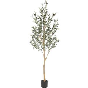 Realead 6ft Artificial Olive Tree, Tall Faux Olive Tree Plants, Fake Potted Olive Silk Tree with Branches and Fruits, Artificial Trees for Modern Home Office Living Room Floor Decor Indoor (72in)