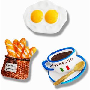 Food Refrigerator Magnets for Home Kitchen Decor, Funny Decorative Fridge Magnets, Miniature Food Mode, with Eggs Coffee Mug Bread Magnet (Rm-3pcs-2egg)