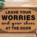 Leave Your Shoes and Worries 30"x17" Large Funny Welcome Mat for Indoor/Outdoor Entrance, Stylish Door Mat with Non-Slip Rubber Backing, Perfect for Front Door 'Please Take Off Your Shoes' Door Mat