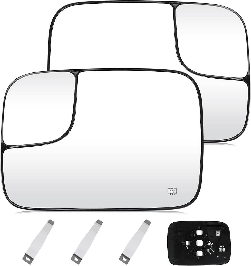 Driver Left and Passenger Right Side Mirror Blind Spot Convex Heated Mirror Glass with Rear Holder Fit for 2005-2009 Dodge Ram 1500 2500 3500, Replacement for 5161011AA 5191036AA