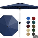 Garvee 9' Patio Umbrella, Outdoor Table Umbrella – Market Umbrella, Tilt & Crank, UV Waterproof, 8 Ribs, Navy Blue