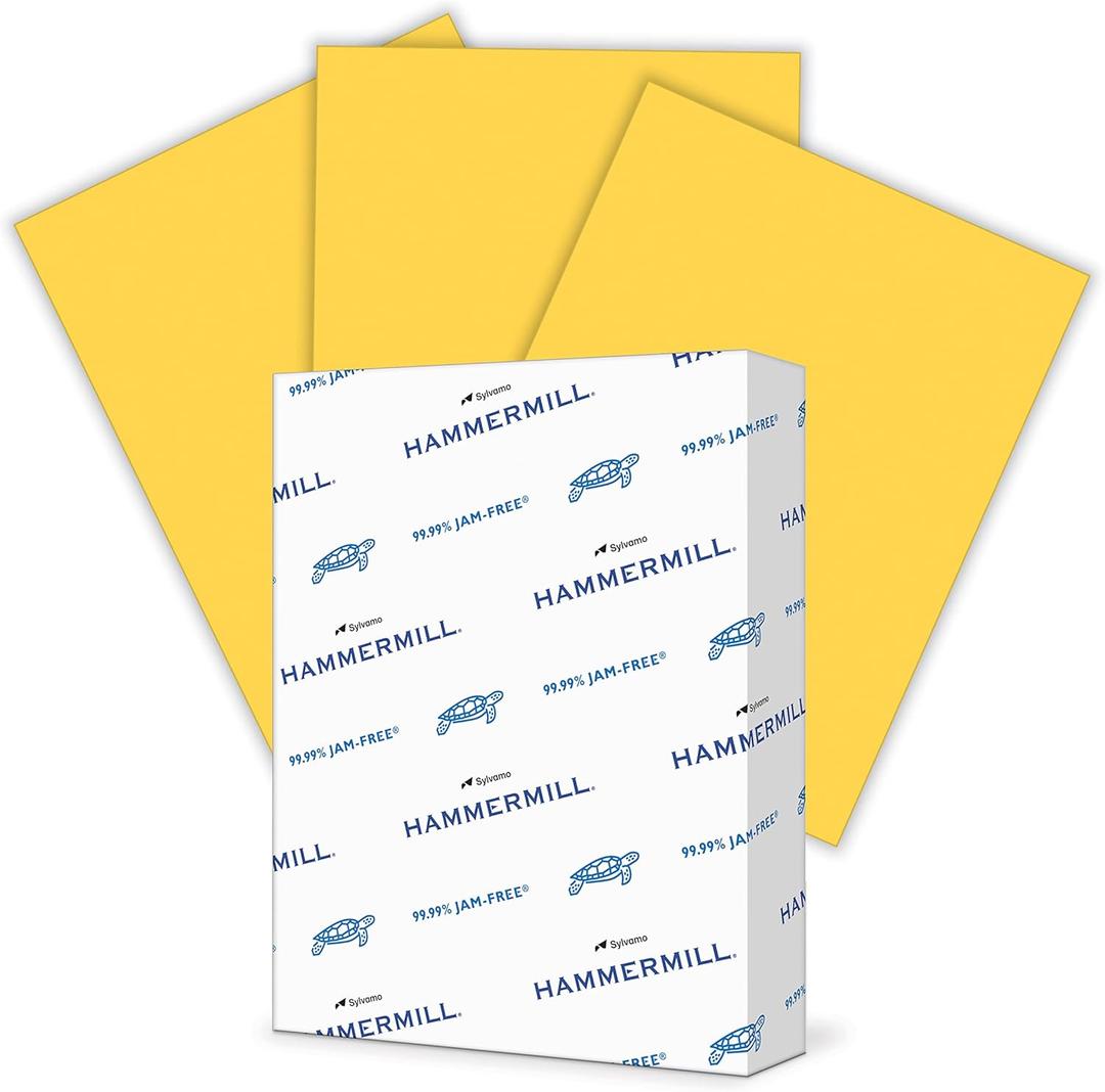 Hammermill Colored Paper, 20 lb Goldenrod Printer Paper, 8.5 x 11-1 Ream (500 Sheets) - Made in the USA, Pastel Paper, 103168R