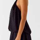 Womens Summer Casual Chiffon Halter Open Back Sun Dress Cute Y2k Going Out Sleeveless Tie Flowy Mini Sundresses (Black, S)