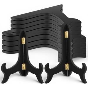 8 Pack Wooden Display Stand for Display, 7"& 8" Black Wood Easel Plate Holder to Display Pictures Frame Stand for Books, Art, Dish, Certificates, Table Decorations