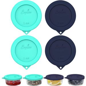 Sophico 1 Cup Round Silicone Storage Cover Lids Replacement for Anchor Hocking and Pyrex 7202-PC Glass Bowls (Container not Included) (Mint - Navy Blue)