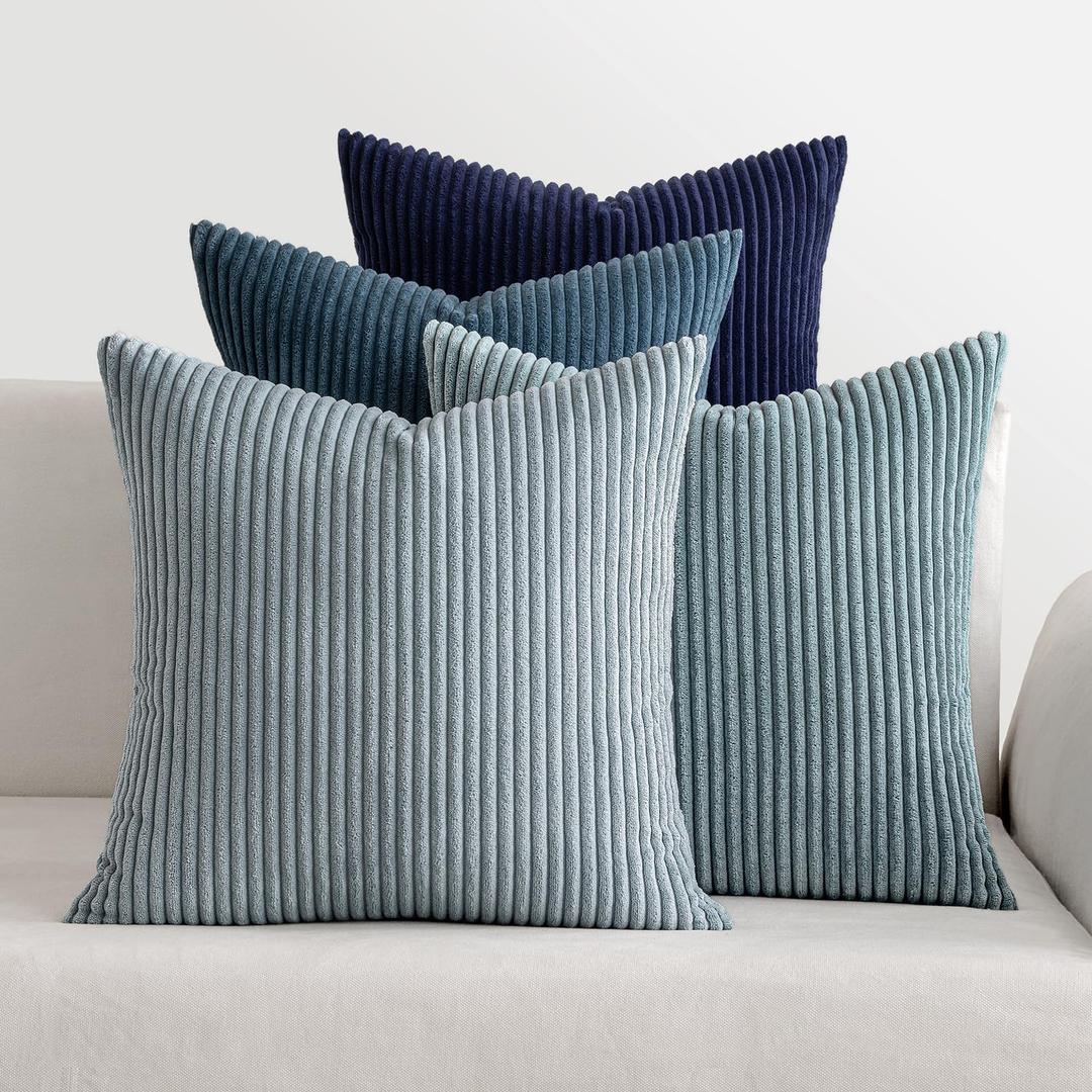 MIULEE Summer Throw Pillow Covers 18x18 Inch Set of 4 Western Neutral Decorative Cushion Covers Soft Boho Farmhouse Modern Coastal Home Decor for Couch Bed Sofa Living Room Dark Blue Navy Series