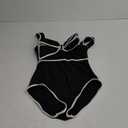 FLAXMAKER Black and White Swimsuit Bow-tie Decor One Piece Bathing Suit (Black, XS)