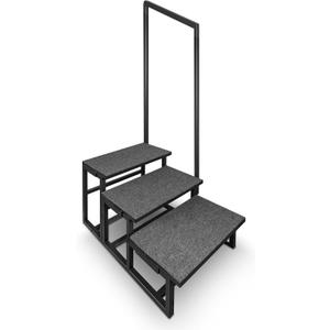 3-Step RV Step Stool with Handrail, Wider Steps with Anti-Slip Mat & Base Support, Mobility Aid Ladder for Senior, High RV, Hot Tub, Porch