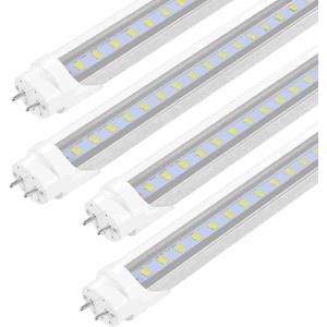 Fluorescent Light Bulbs 48 inch T8 LED Bulbs 4 Foot Type A+B,24W 3200LM 6500K Clear Cover Super Bright,Single and Double End Powered,T8 T10 Fluorescent Bulbs Replacemen