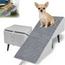 Split Ottoman Dogs Ramp, Dog Ramp for Couch and Bed, Dog Stairs for Small Dogs and Cats, 2-in-1 Foldable Wooden Pet Stairs and Ottoman, Non-Slip Fabric Surface, Lightweight Ramp for Couch and Bed Gray