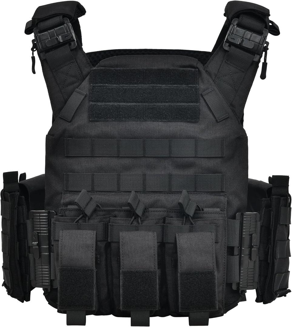 GFIRE Tactical Vest - Airsoft Lightweight Modular 3D Breathable Quick Release Vest, Adjustable Tactical Gear for Training (Black)