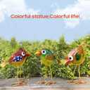 LEGIFO Garden Decor for Outside,Funny Metal & Glass Bird Decor for Indoor & Outdoor Set of 3,Yard Art Decor,Garden Art Statues Decorations,Colorful and Patriotic
