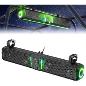 KEMIMOTO Midnight 80 32-inch UTV Sound Bar IP66 Waterproof Music Sync Multicolor Light Wireless Soundbar for UTV Golf Cart Marine Boat w/1''-2'' Roll Bar (Black)
