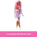 Barbie Deluxe Style Doll #1 in Barbiecore Outfit, Pink Hair and Glossy Pink Dress with Accessories Like Velvet Gloves, Money Purse, and More (Multicolor)