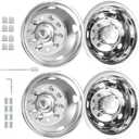 hightall 19.5 Wheel Simulators, 19.5" 10 Lug Stainless Steel Hubcaps,Polished Surface,2Pcs Front Wheel/2Pcs Rear Wheel,Bolts On Wheel Cover Set Compatible with Ford 2005-2024 F450/F550