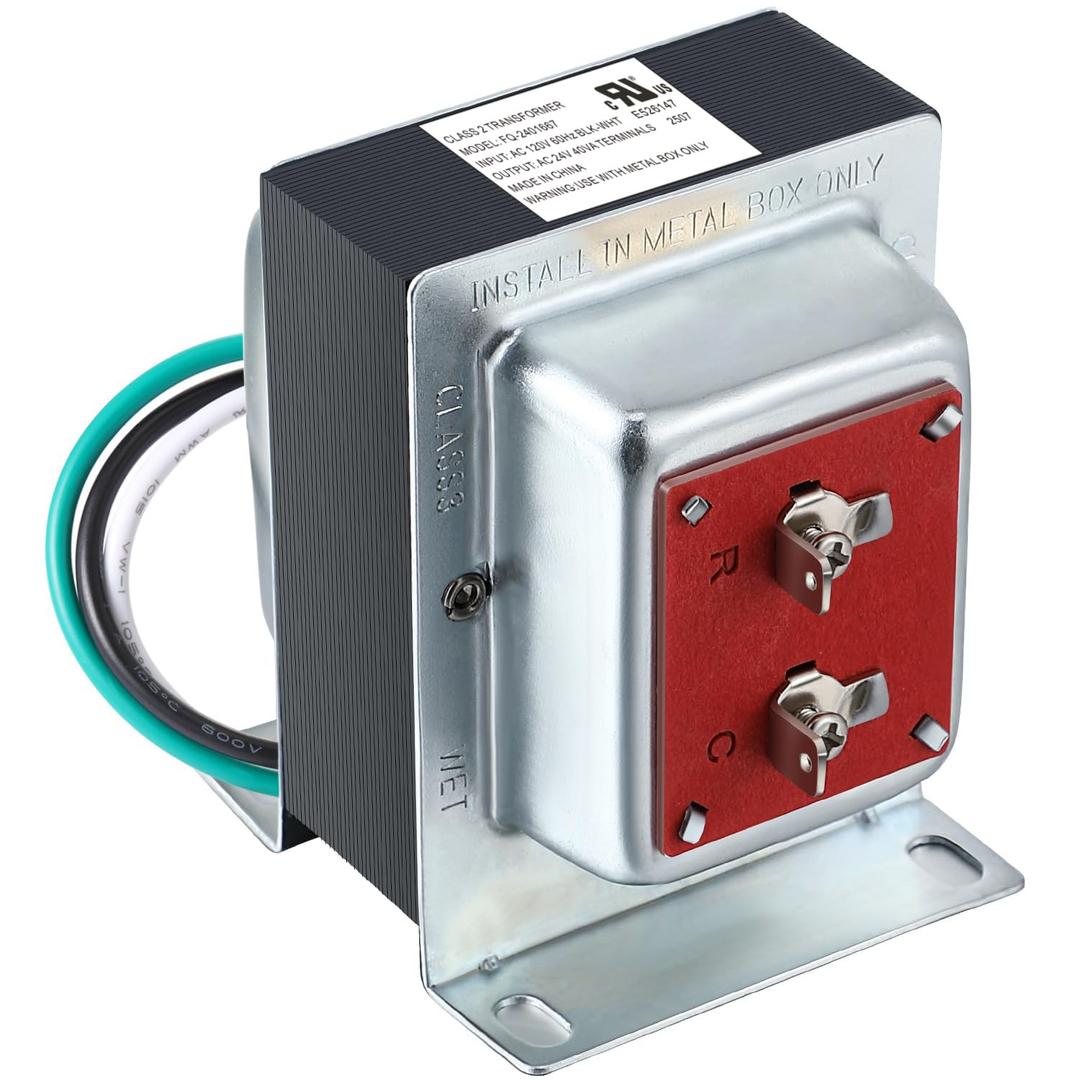 Maxdot Doorbell Transformer 24V 40VA Compatible with Ring Doorbell, Safe UL Listed Wired 24 Volt Door Bell Kit, Easy to Install(1 Pcs)
