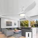 52 Inch Flush Mount Ceiling Fans with Lights and Remote,White Low Profile Ceiling Fan with Light,3 Blade,Dimmable,Quiet Noiseless DC Motor for Patios,Living Room,Bedroom(Wall Control Switch)