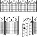 Getlay Tall Garden Animal Barrier Fence With Gate,40 in(H)27 in(L) 12 Panels Dog Digging Fence Barrier, Black Metal Temporary Fences, Reusable Defense Fencing For Outdoor Yard. Total 26.2 FtPatented