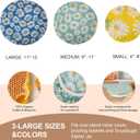 Reusable Bowl Covers for Bread Proofing - Beeswax Bowl Covers Reusable 3 Set, Cotton Blend Stretch Design, Fits 4-13 Inch Bowls, Shower Caps for Sourdough Bread, Dough Proofing & Food Storage(Daisy)
