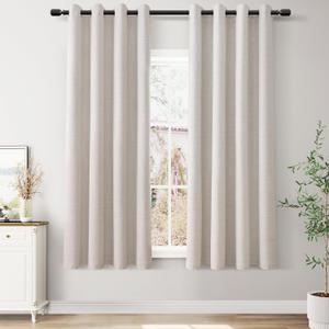 Joywell Natural Cream Beige Linen Full Blackout Curtains 72 Inches Long,Grommet Thermal Insulated Black Out Darkening Window Textured Drapes for Bedroom Living Room Nursery,2 Panels Set,52 x 72 Inch
