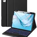Harvopu for iPad Air 13 inch & Pro 12.9 Case with Keyboard - Multi-Touch Trackpad, 7 Colors Backlit, Detachable Folio Keyboard Cover for iPad Pro 12.9 (6th, 5th, 4th, 3rd gen), Air 13 M3/M2 (Black)
