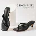 Uacllcau Kitten Heels Sandals for Women Square Open Toe Flip Flops Strappy Heels for Women Sandals Slides (Black) 8