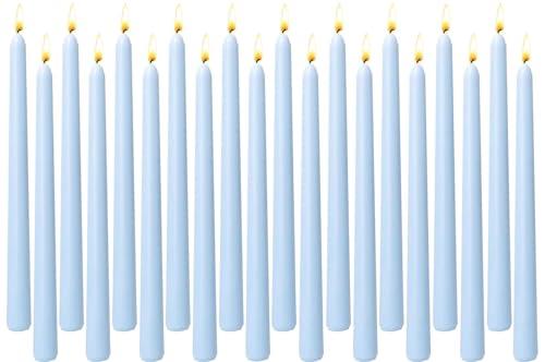 20-Pack Ice Blue Taper Candles Unscented, 10 Inch Tall Dinner Table Candles for Winter Wedding Centerpieces, Bulk Candlesticks Smokeless Dripless, Cool Blue Decorative Candle for Home Decor