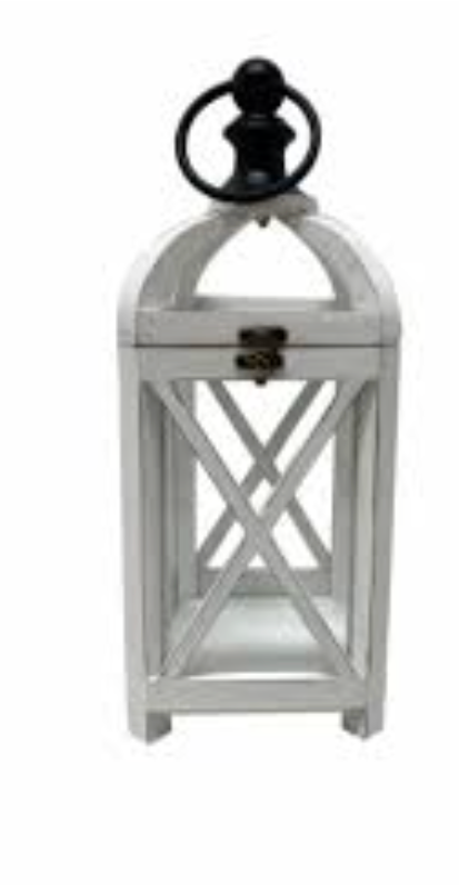 Perfnique Farmhouse Outdoor Lanterns for Patio, White Rustic Lanterns Decor, Vintage Hanging Candle Holder Decorative for Porch, Garden, Yard, Indoor (No Glass)