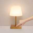Small Table Lamp for Women: Warm Light & Waterproof - Cozy Shower for Aged 25-33 Self-Care (Wood-Grain)