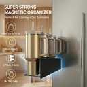 Magnetic Cup Holder for Fridge (4-Piece Set) Compatible with Stanley Quencher H2.0 & Yeti 2040oz Heavy Duty 18LB Anti-Slip Magnetic Organizer with Straw Holder & Hook Rack for Kitchen, Garage
