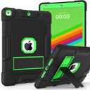 TIMISM Case for iPad 9th/8th/7th Generation(2021/2020/2019), Heavy Duty Military Grade Shockproof Rugged Protective 10.2" Cover with Built-in Stand for iPad 9 8 7 Gen, Black+Green