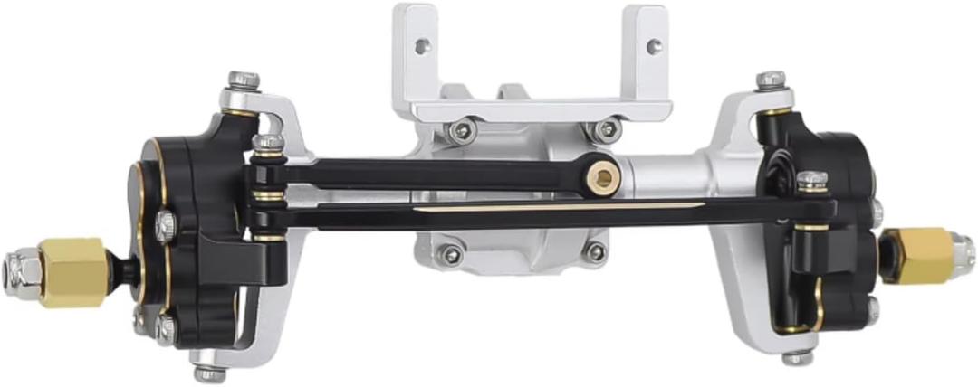 XBERSTAR RC Cars Axle Assembly for FMS FCX24 Power Wagon K5 FCX18 LC80 RC Front Rear Aluminium Alloy Axle Assembly Brass Steering Knuckle Cover Upgrade Parts (Front Axle Assembly)