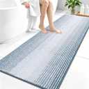 OLANLY Bathroom Runner Rugs 59x24, Extra Soft Absorbent Chenille Striped Bath Rugs, Rubber Backing, Machine Wash Dry, Long Bath Mats for Bathroom, Tub, Shower, Home Decor Accessories, Airy Blue