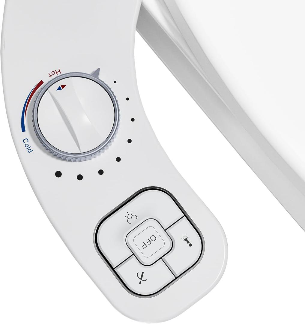 Hot and Cold Bidet, Warm Water Bidet Attachment for Toliet, Non-Electric Warm Bidet with Adjustable Water Pressure, Dual nozzle Rear and Feminine Wash - Self cleaning (White)