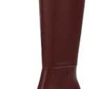 ISNOM Burgundy Boots for Women Knee High Boots Chunky Tall Boots for Women, Square Toe Long Boot Burgundy Winter Fall Boot with Full Zipper Fashion Leather Boot, Size 8.5