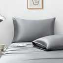 Ersmak Satin Pillowcase Queen Set of 2, Ultra Soft & Silky Satin Pillow Cases for Hair and Skin, Wrinkle Fade Resistant Pillow Covers with Envelope Closure (Grey)