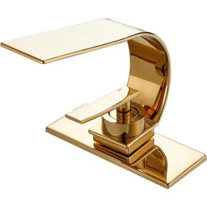 becola Modern Bathroom Sink Faucet, Single Handle Bathroom Faucets for Sink 1 Hole, Low Arc Touch On Faucet, Gold Hot and Cold Water Mixer Tap with Deck Plate - Gold becola Modern Bathroom Sink Faucet, Single Handle Bathroom Faucets for Sink 1 Hole, Low Arc Touch On Faucet, Gold Hot and Cold Water Mixer Tap with Deck Plate - Gold