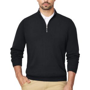 Alimens & Gentle Mens Quarter Zip Pullover Sweaters Cotton Lightweight Mock Neck Long Sleeve XL