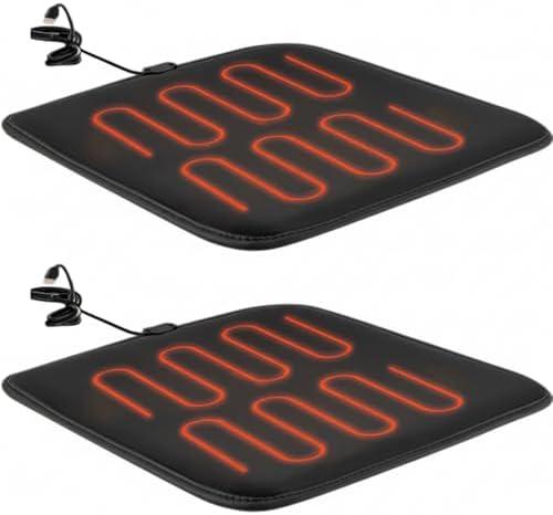 Tuanse 2 Pack Heated Seat Cushion Heated Bleacher Chair Pad Portable Foldable Black Heating Mats with USB Port for Office Home Use Indoor Outdoor Events