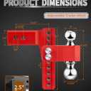 METOWARE Adjustable Trailer Hitch for 2.5 Inch Receiver, 8" Drop/Rise Heavy Duty Aluminum Tow Hitch, 18,000 LBS GTW, Dual Ball (2" & 2-5/16"), Double Stainless Steel Locks & Hitch Pin (Red)