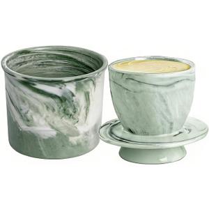 marble butter keeper, French Butter Keeper, Covered Butter Container with Marble Design, Kitchen and Home Decor (green)